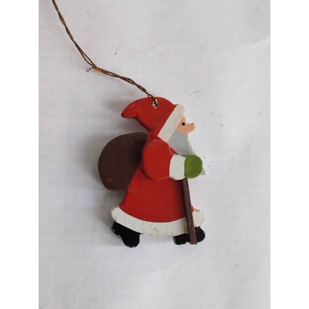 Vtg ERZGEBIRGE Santa Father Christmas Ornament Belsnickle Flat Wood